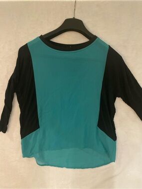 ciel Womens Teal Black Colorblock Dolman Top US S